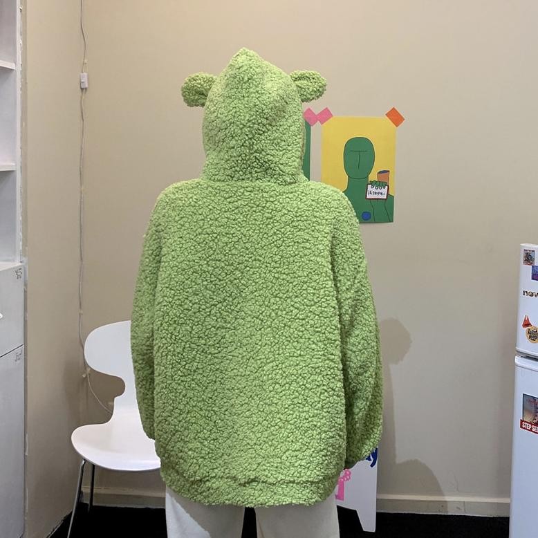 JNH KJA-16 jaket luaran wanita import korea jepang big size wol bulu kuping beruang winter musim din