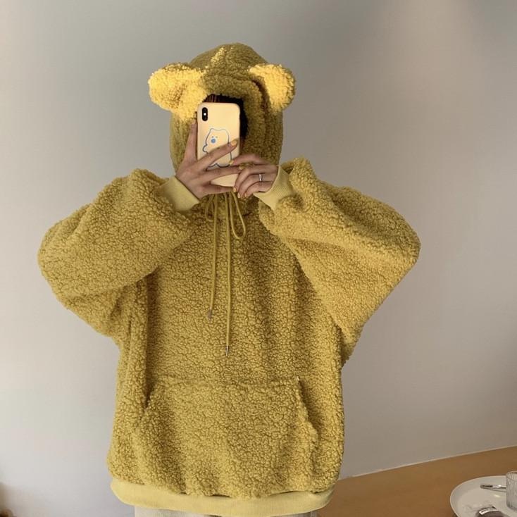 JNH KJA-15 jaket luaran wanita import korea jepang big size wol bulu kuping beruang winter musim din