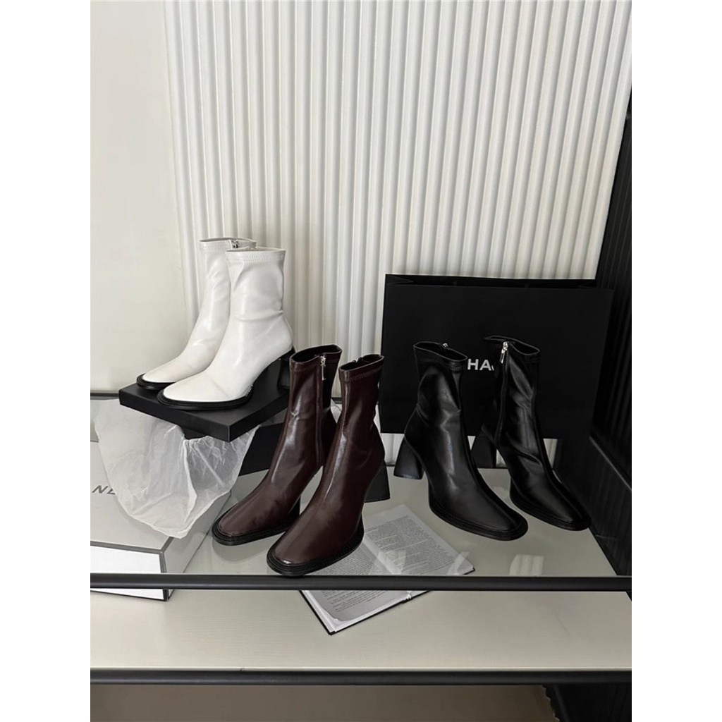 European and American Chunky Heel Side Zipper Boots2/Short Boots for Women/High heel ankle boots