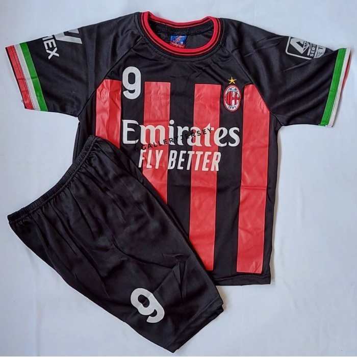 Hot Sale Setelan Baju Bola Anak Anak Setelan Jersey Anak Anak Ac Milan Skl