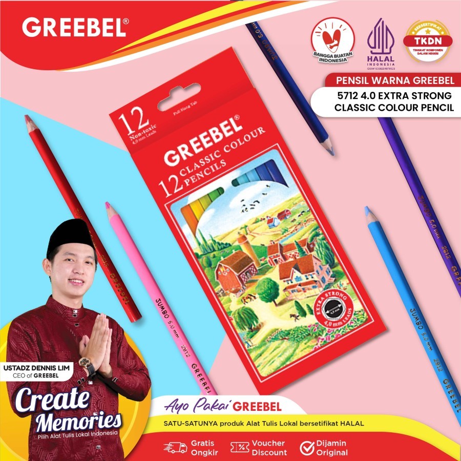 

GREEBEL PENSIL WARNA 5712 CLASSIC COLOR ISI 12 Colouring Color Pencil