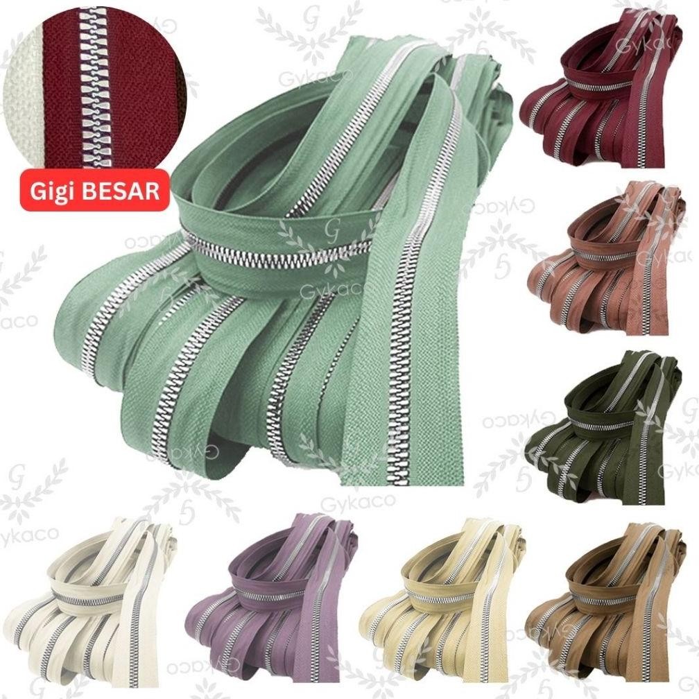 Daun Resleting BESI (2 Arah - GIGI BESAR) BESI No. 5B Nekel - Aksesoris Tas (IMPORT)