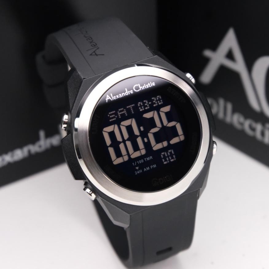 panstarz- jam tangan pria alexandre christie ac 9371 ac9344 / ac 9342 black silicon series