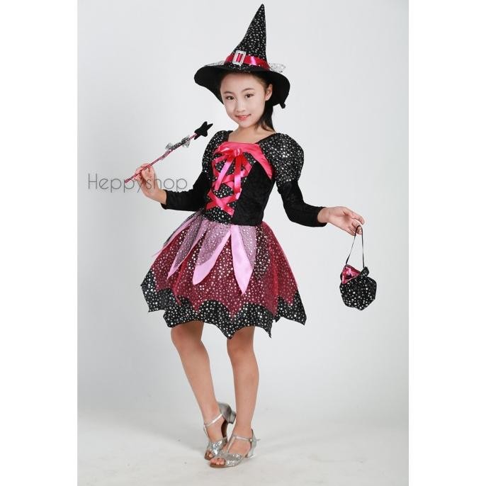 SAW Kostum Halloween Anak Penyihir Pink Witch Cosplay Nenek Sihir TERLARIS