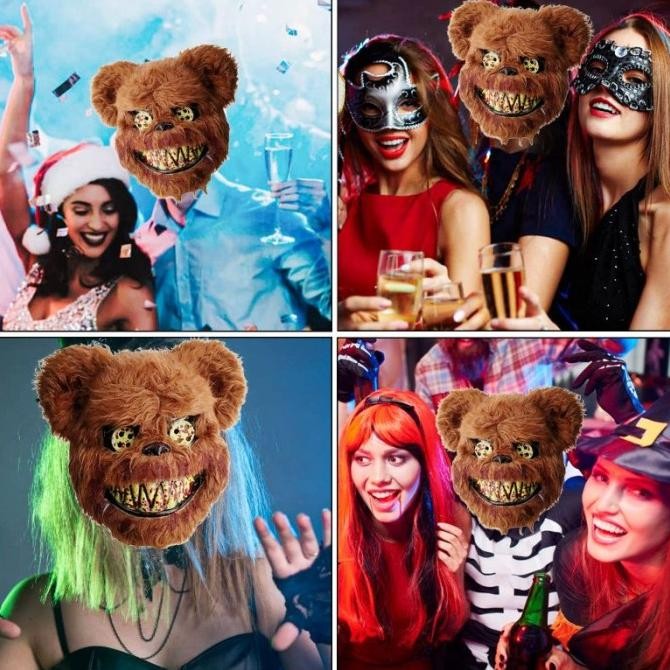 SAW Topeng Beruang Seram Kostum Halloween Berdarah Monster Seram Halloween TERLARIS