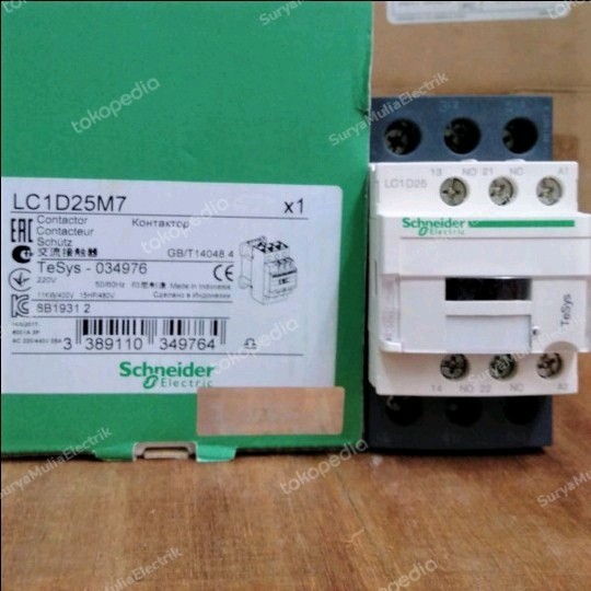 Kontaktor Lc1D25 M7 40Amper 220Volt Ac Schneider Genuine