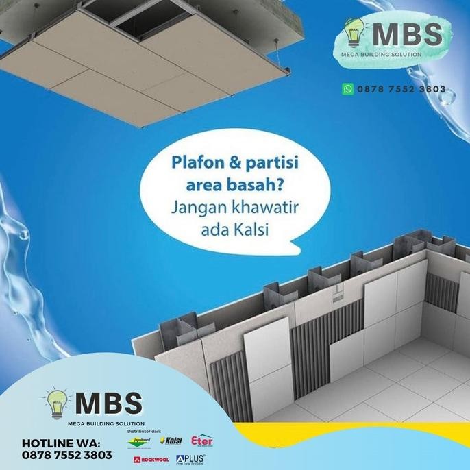 Kalsipart 9Mm - Papan Kalsiboard, Papan Partisi, Fiber Semen