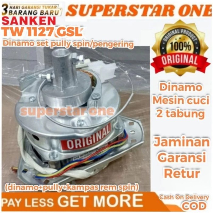 DINAMO SPIN/PENGERING MESIN CUCI SANKEN TW 1127 GSL SET PULLY