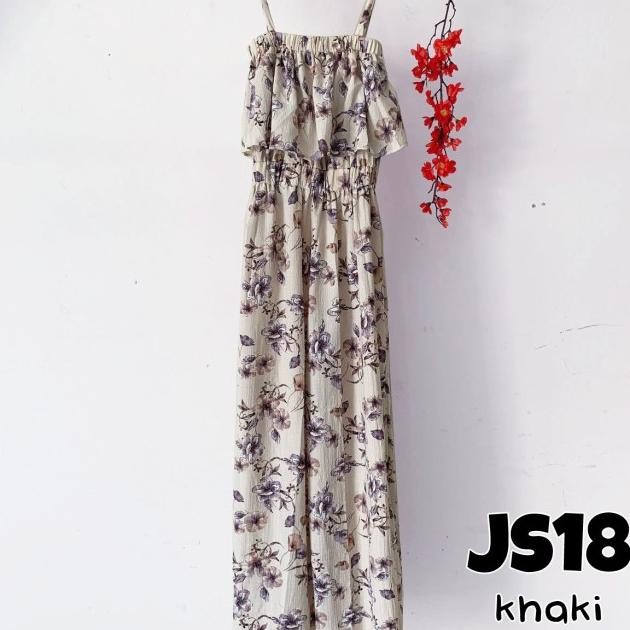 Jumpsuit Wanita / Cewek Kulot Panjang Pergi Pantai Motif Bunga