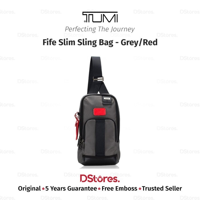 TUMI Tas Selempang Fife Slim Sling Bag - Grey/Red