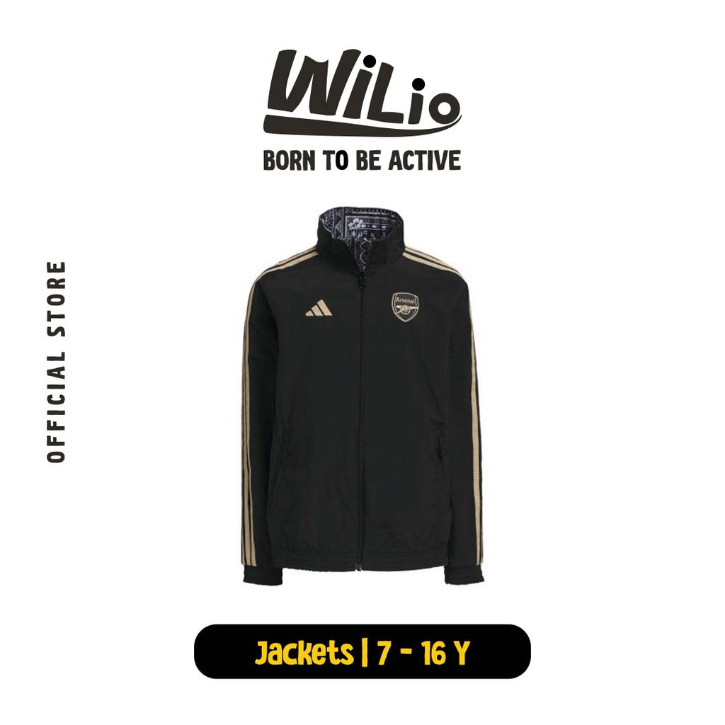 ADIDAS Arsenal Ian Wright Anthem Jacket Kids IP1657 - Jaket Anak (Hitam)