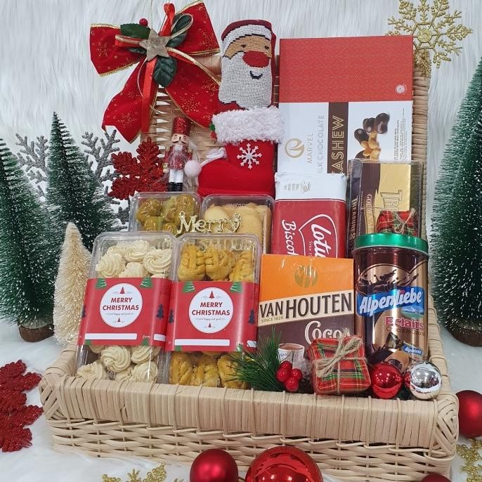 

Paket dekorasi hampers natal christmas parcel hadiah kue kering 100 PNK