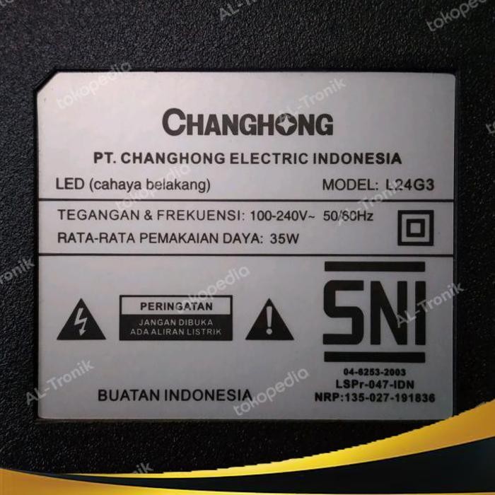 | ATO | PANEL SCREEN LAYAR KACA TV LED CHANGHONG 24 INCH MODEL L24G3 L 24G3 L24G INNOLUX