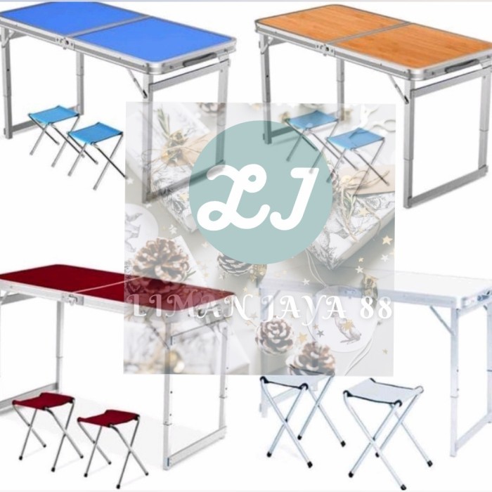 MEJA LIPAT KOPER PORTABLE 120CM X 60CM KAKI KOTAK SET(1MEJA+2KURSI)