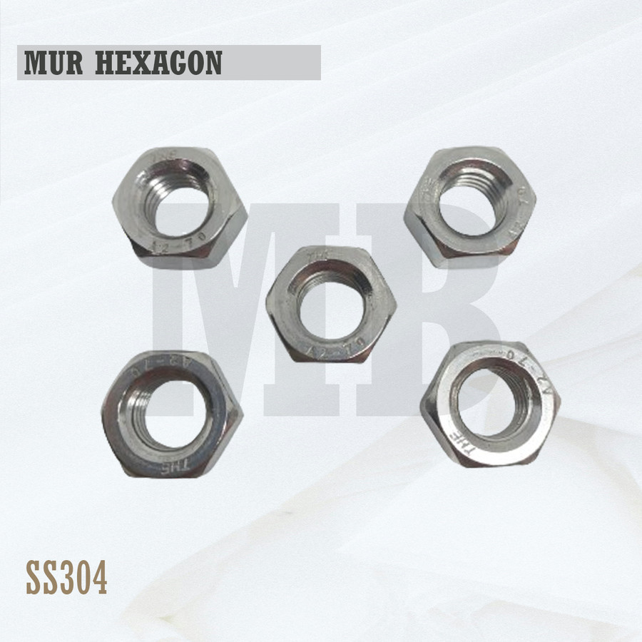 Mur Drat Kiri M12 / Hex Nut Left Thread M12 Stainless SS304
