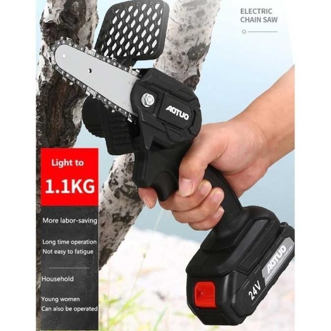 Gergaji Mesin Listrik Kayu Pohon Mini Cordless Chainsaw Baterai Senso