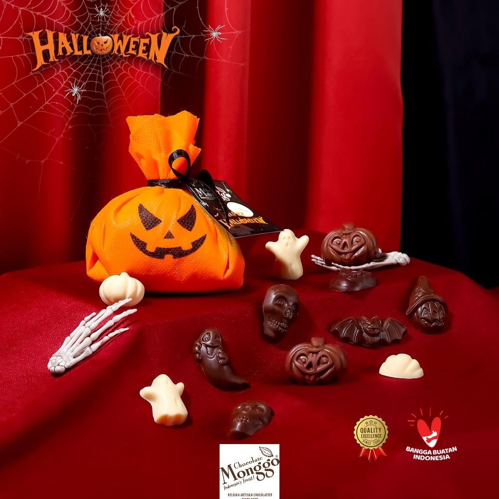 

CR - Chocolate Monggo | Halloween Chocolate Pocket Pumpkin Mixed 70g | Hadiah Anak Coklat Labu TERLARIS