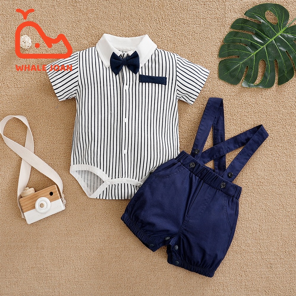 Baju Bayi Setelan baju bayi laki laki 0 6 12 18 bulan 100% katun cetak strip 2 pcs set
