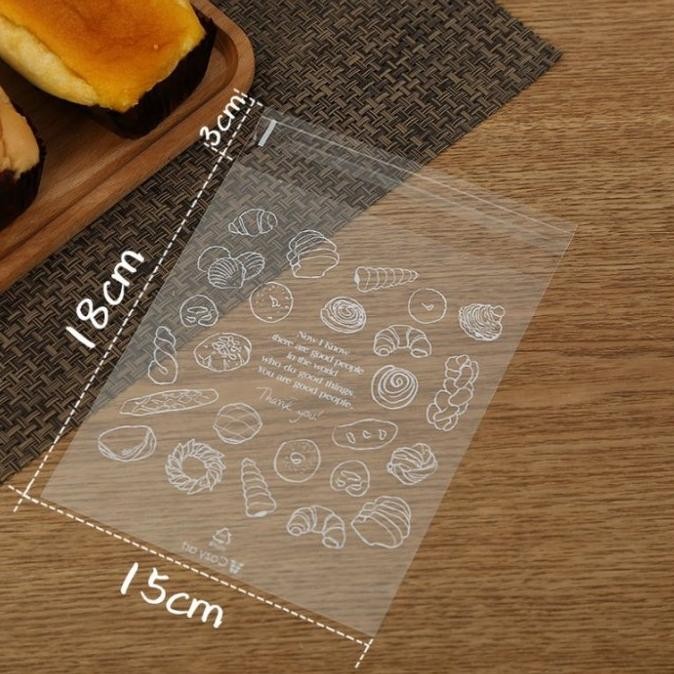 Diskon 100Pcs Plastik Roti Opp Plastik Roti Motif Tebal Plastik Donat Kue