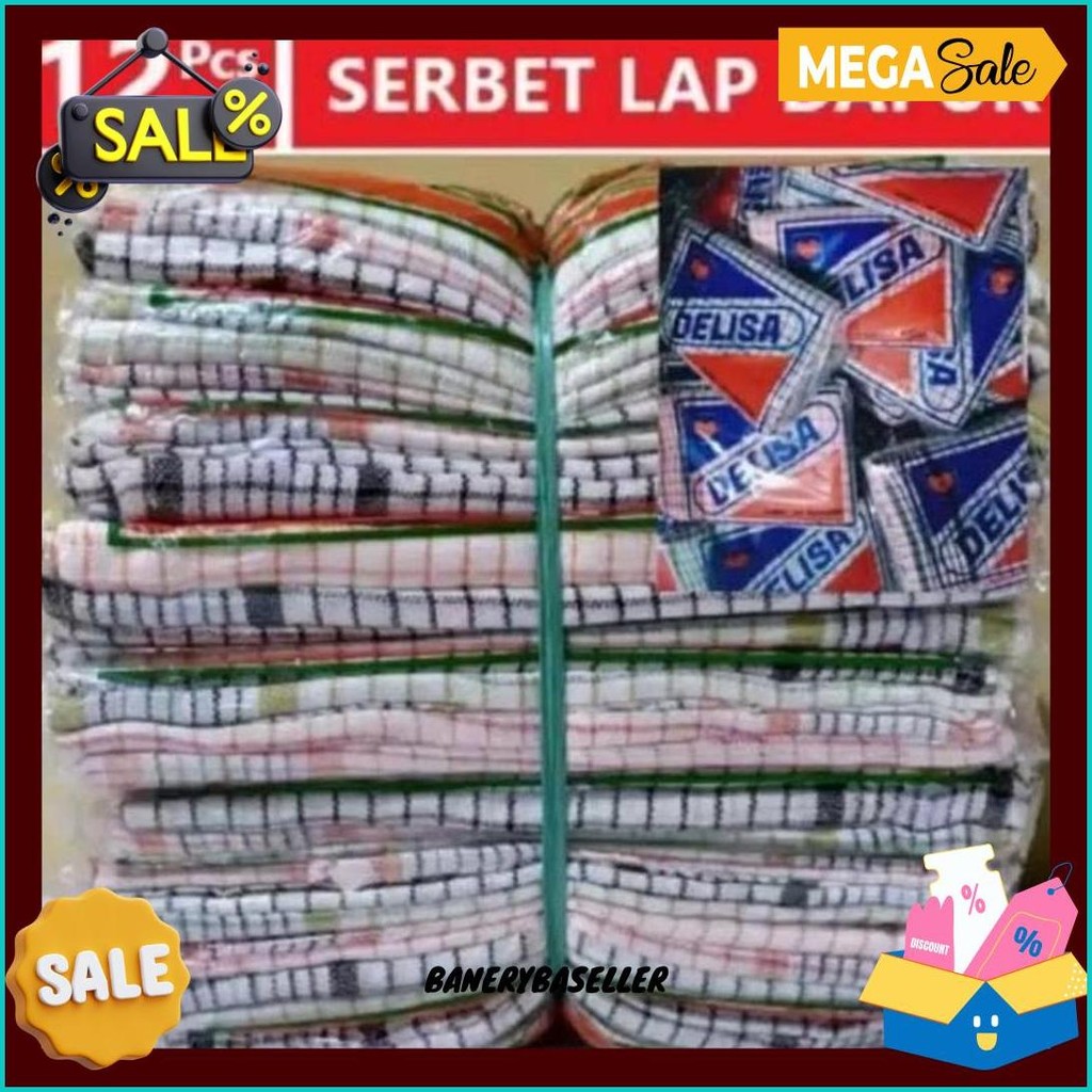 1 Lusin Serbet Kain Lap Piring Murah Lap Tangan Isi 1 Lusin=12Pcs Satu Lusin Serbet Warna Good Quali