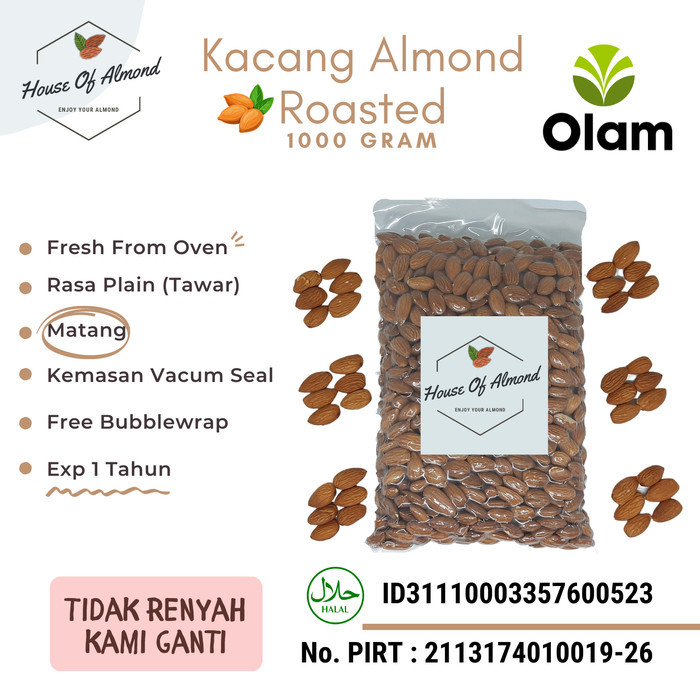 

Kacang Almond Roasted (Panggang) 1kg Olam