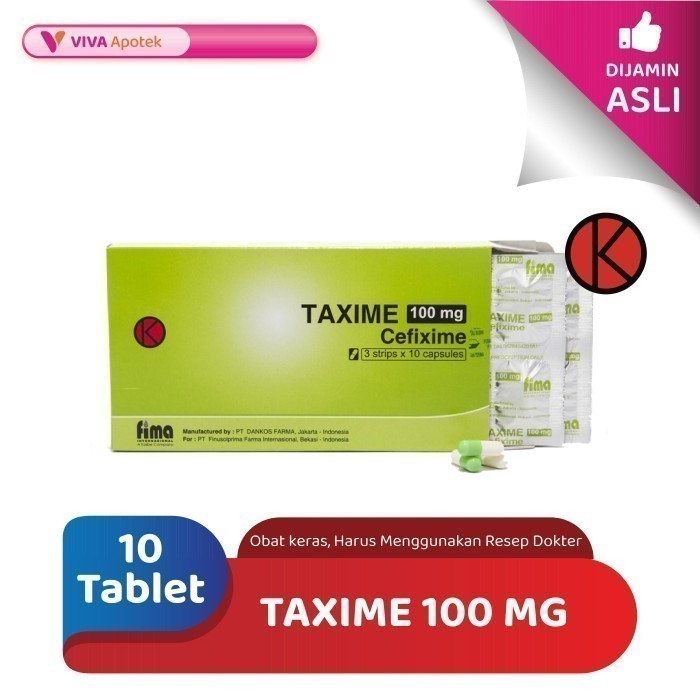 Taxime 100 mg / Cefixime / Antibiotik / Infeksi Bakteri (10 Kapsul)