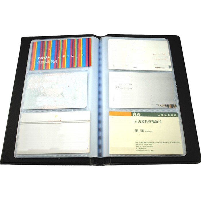 Leather 300 Cards Business Name ID Credit Card Holder Book Case ORI