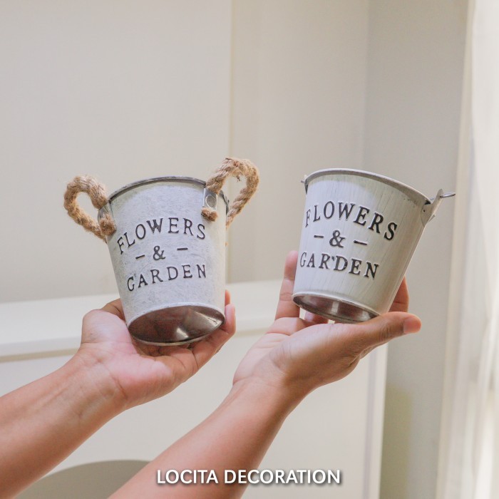 POT FLOWER GARDEN/ POT KALENG VINTAGE/ VAS TANAMAN ARTIFICIAL