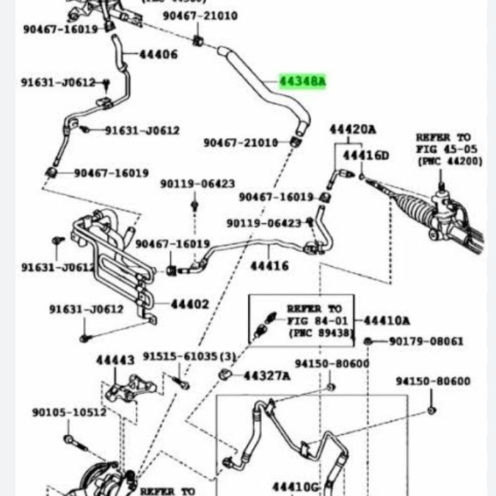selang balik hose reservoir pump Harrier 44348-48070