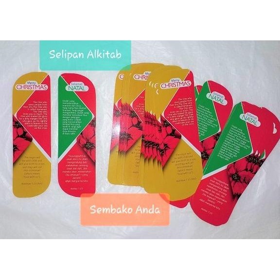 

50 Selipan buku Ayat Alkitab Selamat Natal. Bookmarks. Pembatas buku. RMBT