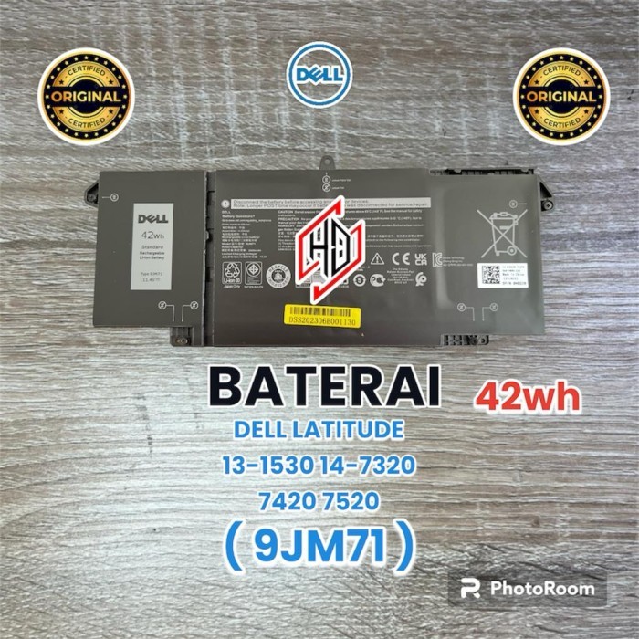 Sale Baterai Dell Latitude 13-5320 14-7320 7420 7520 (9Jm71) 42Wh