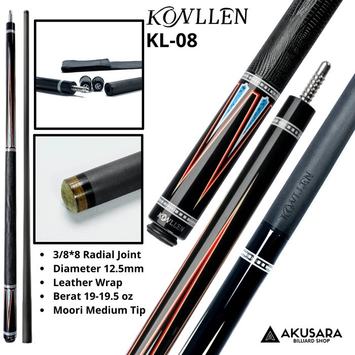 STIK BILLIARD KONLLEN KL-08F STIK 12.5MM CARBON FIBER CUE TBK