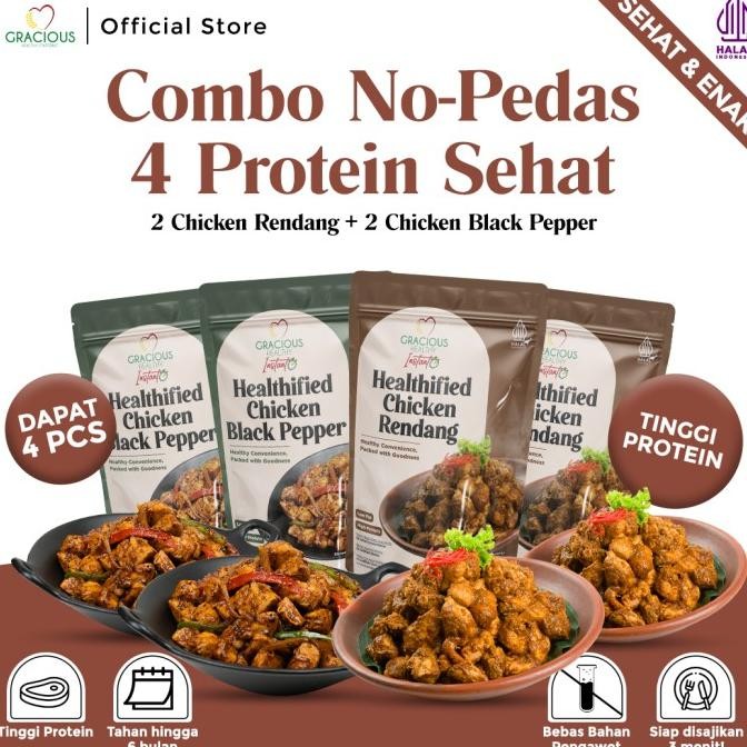 

Combo No-Pedas 4 Protein Sehat | 2 Chicken Rendang + 2 Chicken Black Pepper