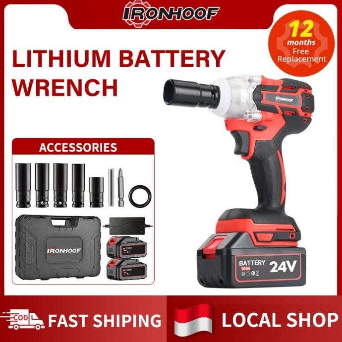 IRONHOOF Impact Wrench Mesin Bor Cordless Electric Impact Wrench [terbaik]