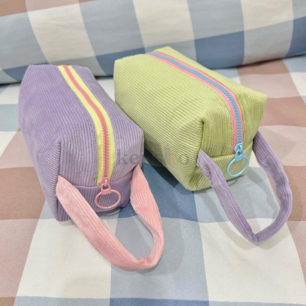 

Aw89 KENSHO Kotak Pensil Sleting Motif Corduroy Handle Pastel / Pouch Makeup Aesthetic / Tas Aksesoris Wanita Lucu Import / Zipper / Plain Viral