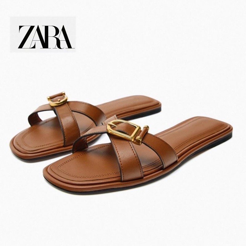 Sepatu Wanita Zara Sandal Tali Silang Motif Hewan Zebra |31umzFHj|