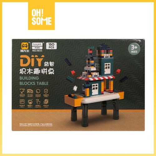 OHSOME  - Mr. man · Mainan Brick Balok Susun Meja Anak DIY 150pcs Bahan ABS Awet Kuat  (Villa Houses