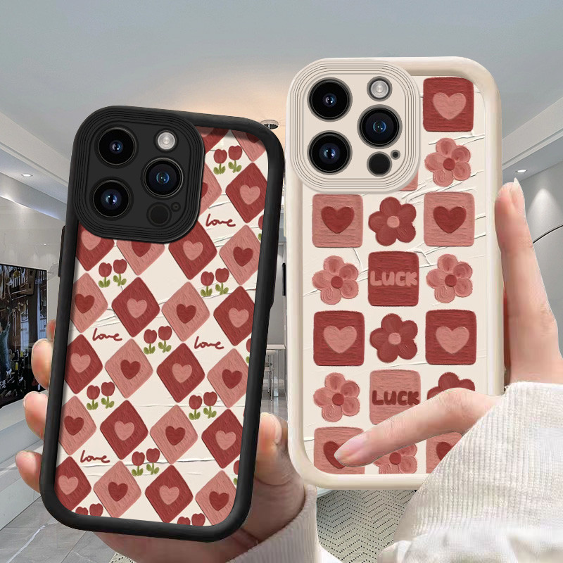 Bunga Kotak-Kotak Soft Case untuk iPhone 11 Pro max XS XR X 6 Plus 6s 7 8 SE 2020 h3b1453