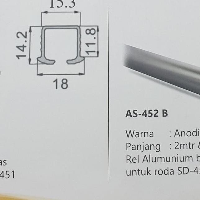 Rell Pintu Sliding Sd 452 Untuk 2 Pintu Merk Huben