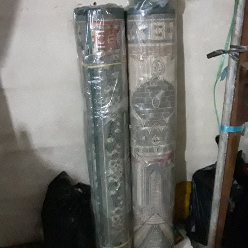 sajadah shaff kecil sajadah shaff hijau motif masjid untuk 5 orang ukuran 2.80m panjang dan lebar ny