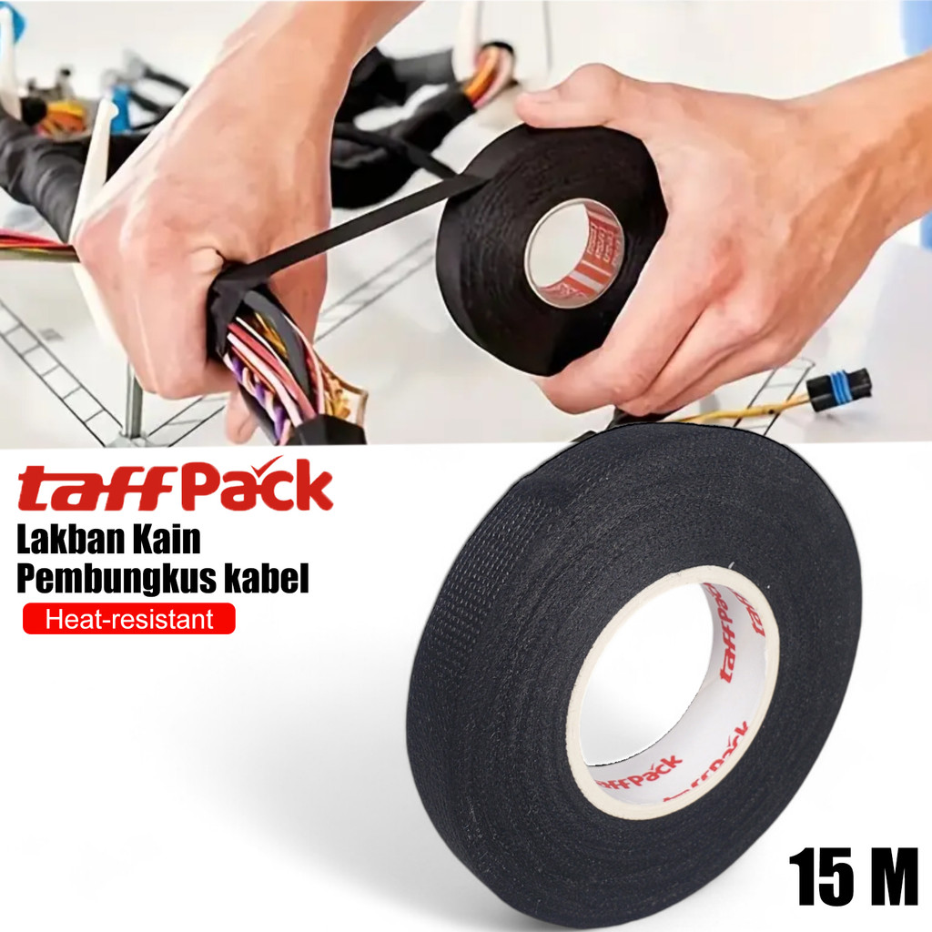 

Taffpack Lakban Kain Pembungkus Kabel Tape Heat Resistant 15m 15mm Tf12 Black