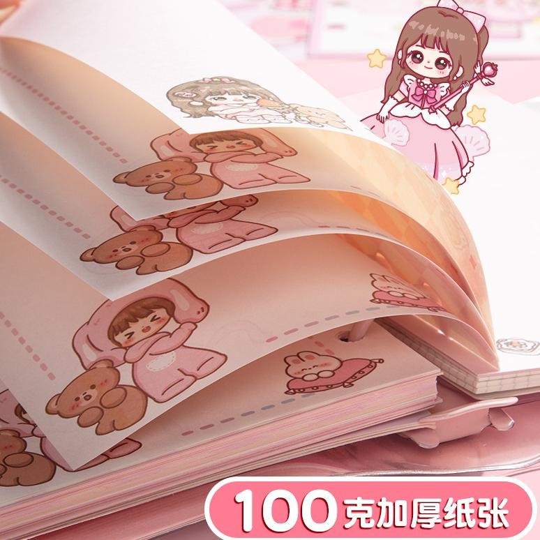 

gd-5 Buku binder A6 aesthetic Buku tulis karakter lucu Spiral notebook loose-leaf cute korea Buku catatan diary DIY Daily planner scrapbook jurnal motif kartun imut Premium