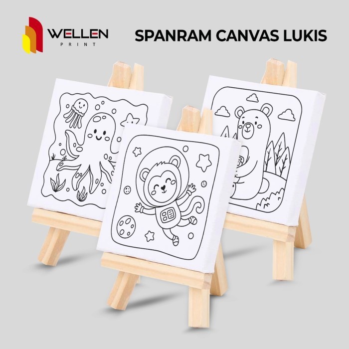 Prihatiwi - Spanram Kanvas Lukis Anak / Diy Canvas Painting Kit / Wooden Easel