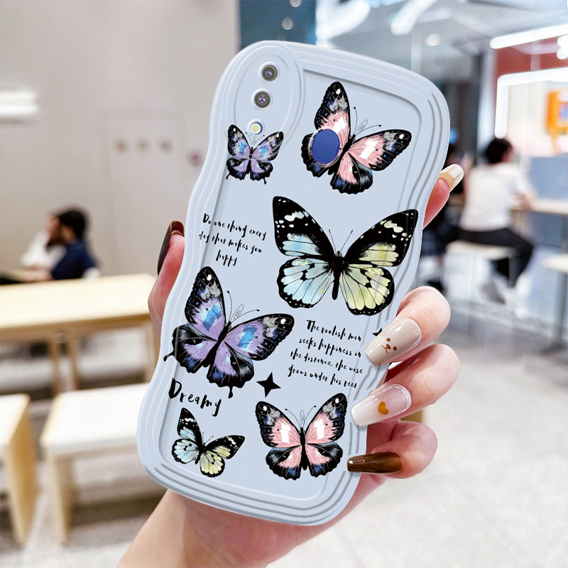 Casing Hp Untuk Samsung Galaxy M20 Case pola Kupu-kupu berwarna-warni gelombang Softcase Silikon Kes