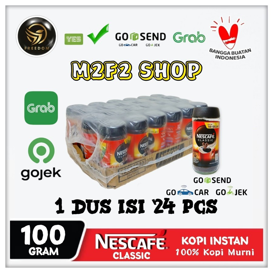 

Nescafe Coffee Classic Jar | Kopi Hitam Instan Murni Botol Kaca - 100 gr Kemasan Karton (Khusus Bluebird/Gosend/Grab)
