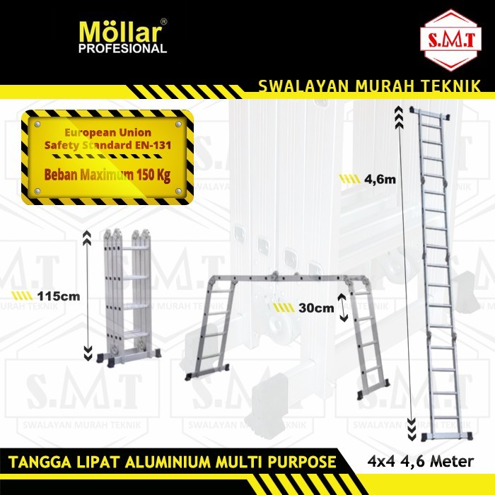 Tangga Aluminium Lipat 4,6 Meter Tangga Multi Purpose Aluminium 4,6 M