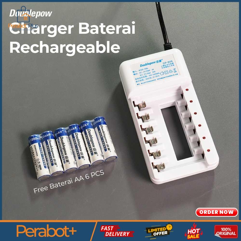 Charger Baterai Rechargeable 6 Unit AA AAA with AA 6 PCS - DP-B06