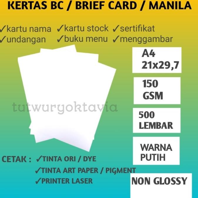 

kertas bc 150 gram isi 500 lembar A4/ kertas brief card 150 gsm