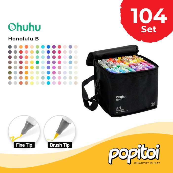 

T E R B A R U OHUHU Honolulu B 104+1 Colors Dual Tip Brush & Fine Alcohol Art Marker