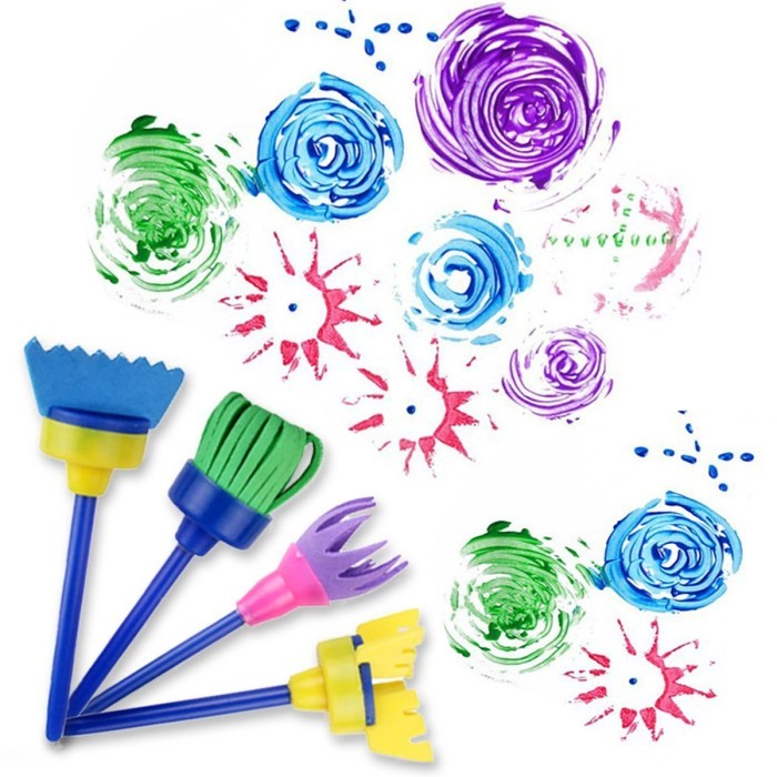 

T E R B A R U 27Pcs Menggambar Stamp Lukisan Anak-anak Pen Sponge Brushes